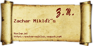 Zachar Miklós névjegykártya